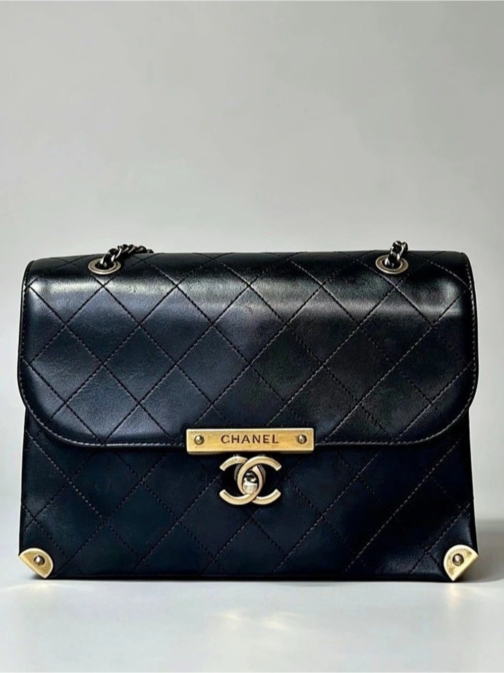 Chanel Rock The Corner Flap Bag Shoulder Bag Black
